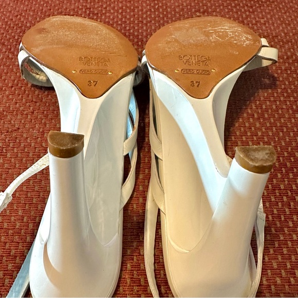 RARE Bottega Veneta White Strappy Wedge Dot Sandal Made In Italy US 6.5 / EU 37 - Picture 8 of 11